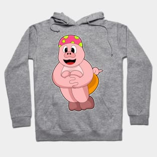 Pig at Jumping into Water Hoodie